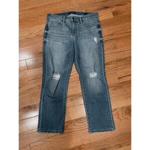 Banana Republic Premium Denim Girlfriend Jeans Distressed Blue Medium Wash 28